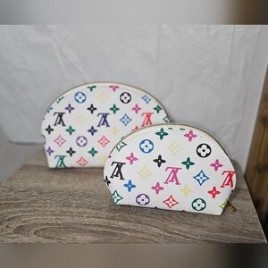 Multicolor Monogram Cosmetic Pouches- NWOT